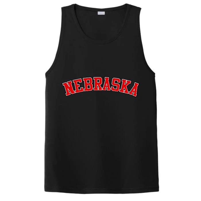 Nebraska Sports Fan Word Logo Football Performance Tank