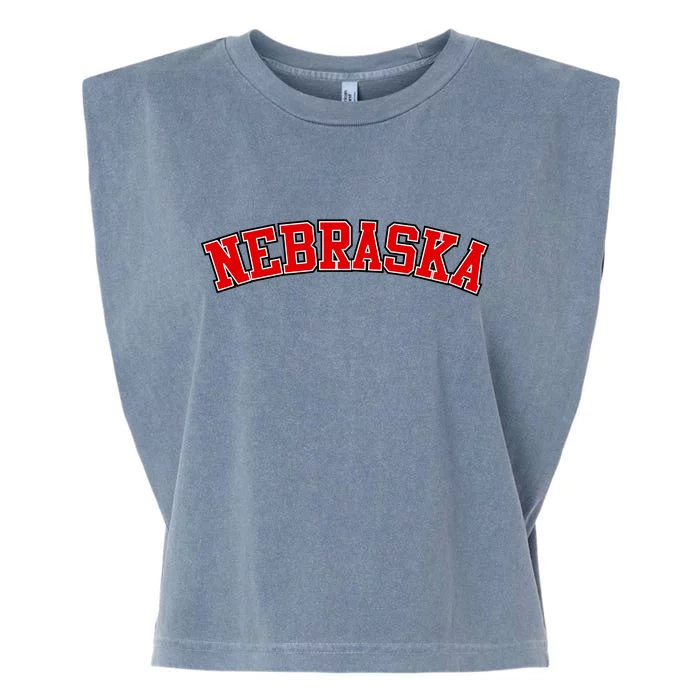 Nebraska Sports Fan Word Logo Football Garment-Dyed Women's Muscle Tee