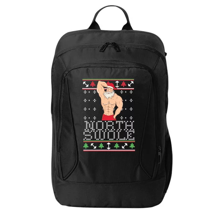 North Swole Gift Ugly Christmas Fit Sexy Santa City Backpack