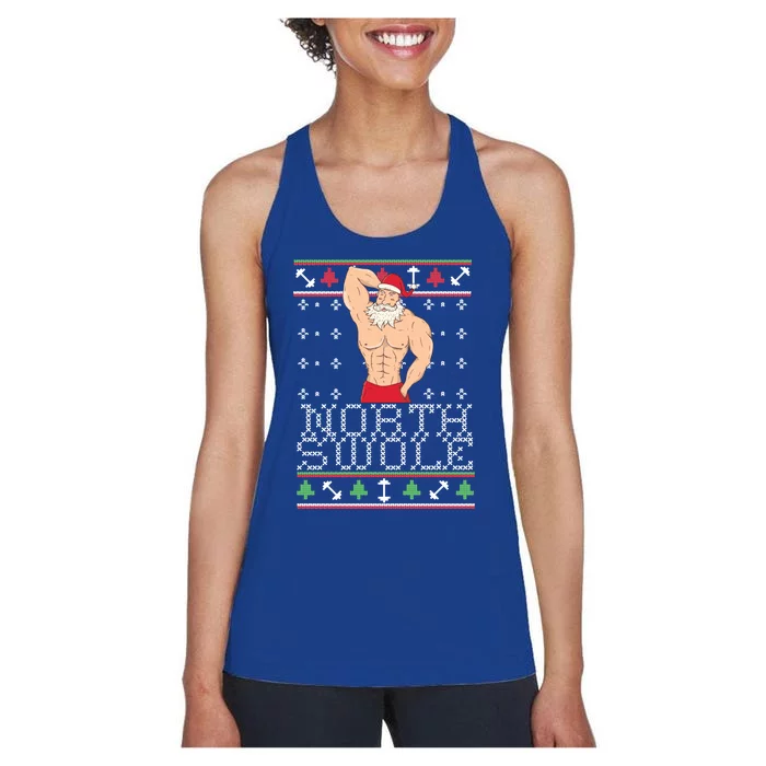 North Swole Gift Ugly Christmas Fit Sexy Santa Women's Racerback Tank