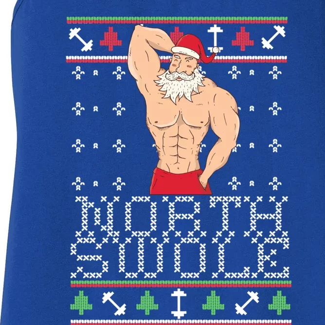 North Swole Gift Ugly Christmas Fit Sexy Santa Women's Racerback Tank