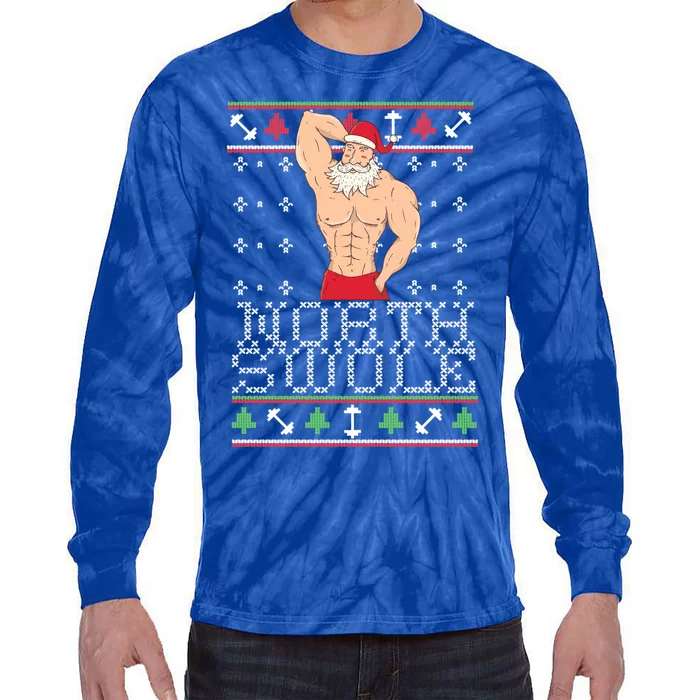 North Swole Gift Ugly Christmas Fit Sexy Santa Tie-Dye Long Sleeve Shirt