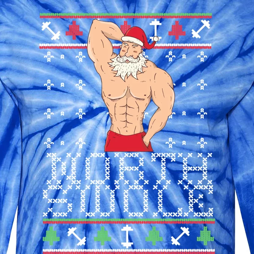 North Swole Gift Ugly Christmas Fit Sexy Santa Tie-Dye Long Sleeve Shirt