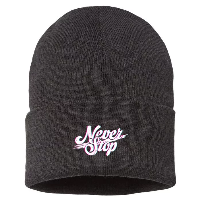 Never Stop Gym Motivation Print Sustainable Knit Beanie