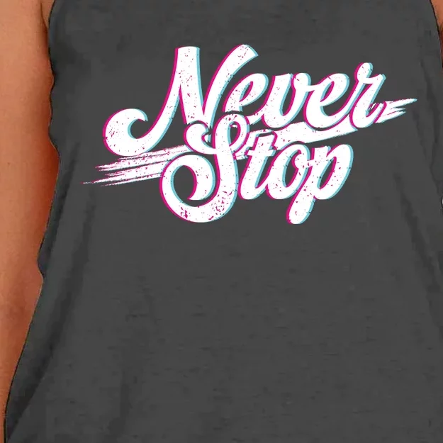 Never Stop Gym Motivation Print Women's Knotted Racerback Tank