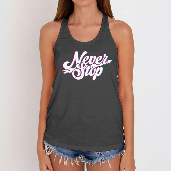 Never Stop Gym Motivation Print Women's Knotted Racerback Tank