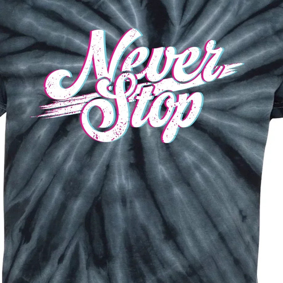 Never Stop Gym Motivation Print Kids Tie-Dye T-Shirt