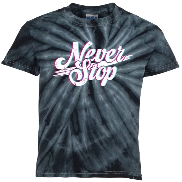 Never Stop Gym Motivation Print Kids Tie-Dye T-Shirt