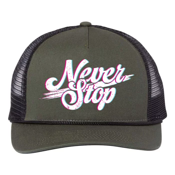 Never Stop Gym Motivation Print Retro Rope Trucker Hat Cap