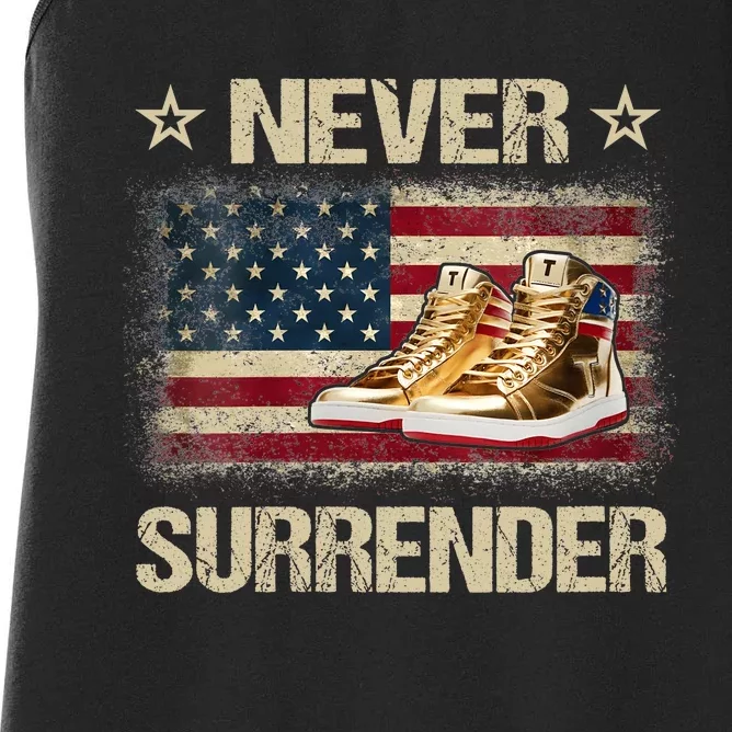 Never Surrender Gold Sneakers Pro Trump 2024 Women's Racerback Tank