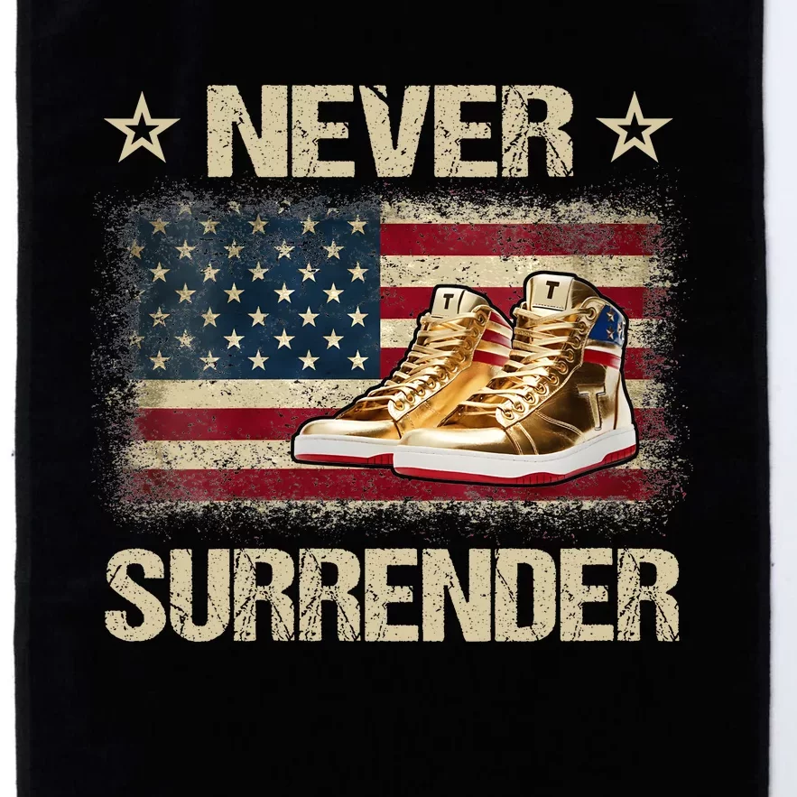 Never Surrender Gold Sneakers Pro Trump 2024 Platinum Collection Golf Towel