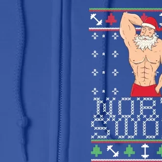 North Swole Gift Ugly Christmas Sweater Fit Sexy Santa Full Zip Hoodie