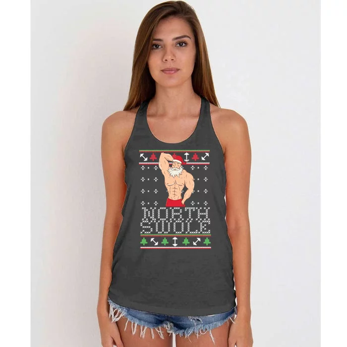 North Swole Great Gift Ugly Christmas Sweater Fit Sexy Santa Women's Knotted Racerback Tank