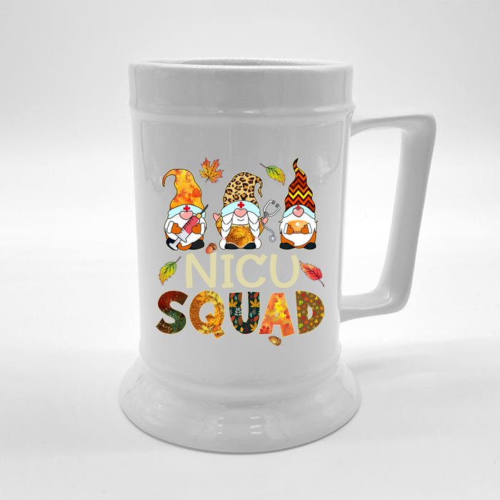 Nicu Squad Gnome Nurse Leopard Thanksgiving Fall Stethoscope Gift Front & Back Beer Stein