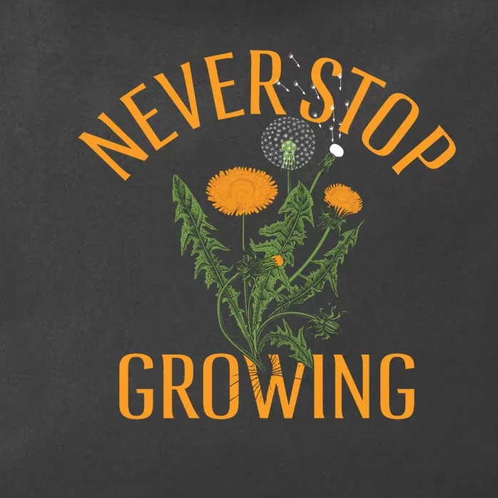 Never Stop Growing Funny Flowers Zip Tote Bag