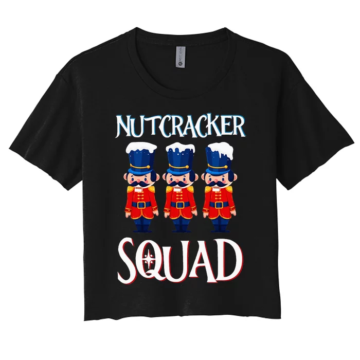 Nutcracker Squad Holiday Nutcracker Ballet Xmas Women's Crop Top Tee