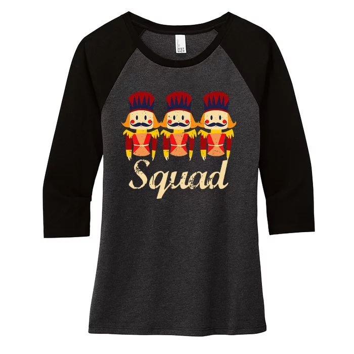 Nutcracker Squad Holiday Ballet Dance Women's Tri-Blend 3/4-Sleeve Raglan Shirt