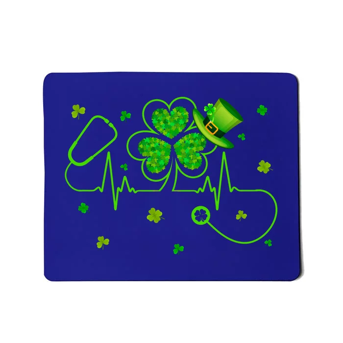 Nurse Stethoscope Heartbeat St Patricks Day Shamrock Nursing Gift Mousepad