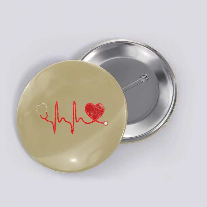 Nurse Stethoscope Heartbeat Valentines Day Gift For Nurses Button