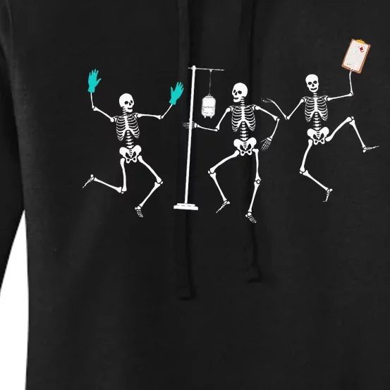 Nurse Skeleton Halloween Healthcare Crew Skeleton Women's Pullover Hoodie