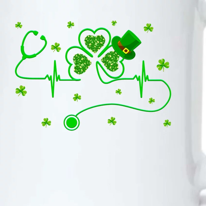 Nurse Shamrock Heartbeat Stethoscope Saint Patricks Day Gift Black Color Changing Mug