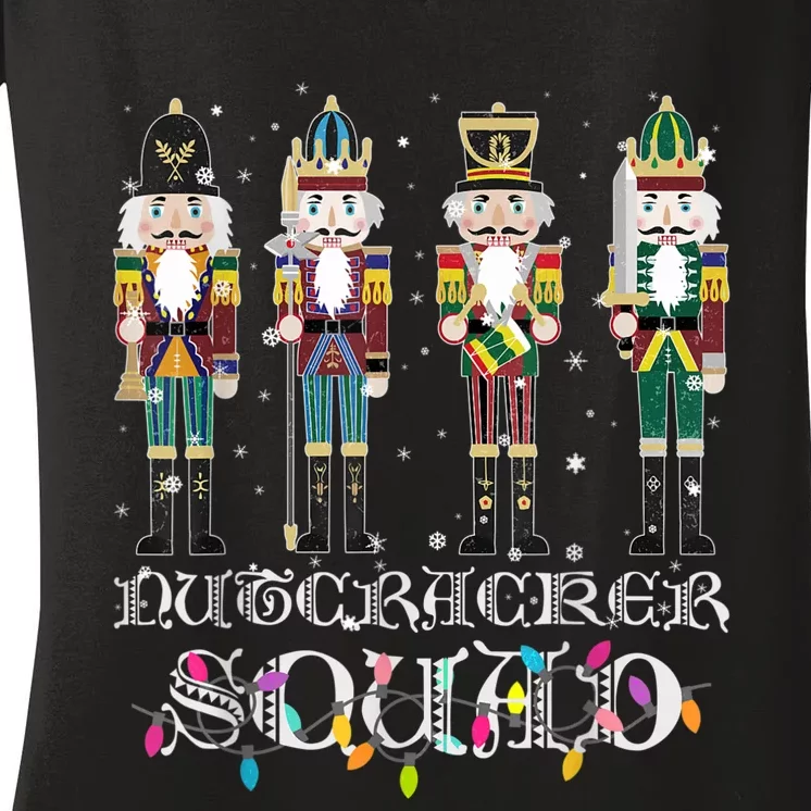 Nutcracker Squad Holiday Ballet Dance Funny Christmas Women's V-Neck T-Shirt