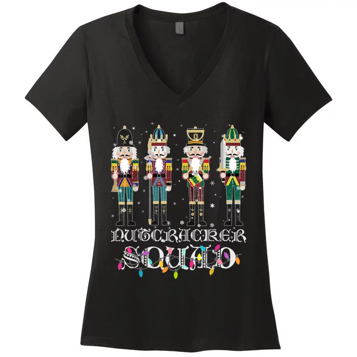 Nutcracker Squad Holiday Ballet Dance Funny Christmas Women's V-Neck T-Shirt