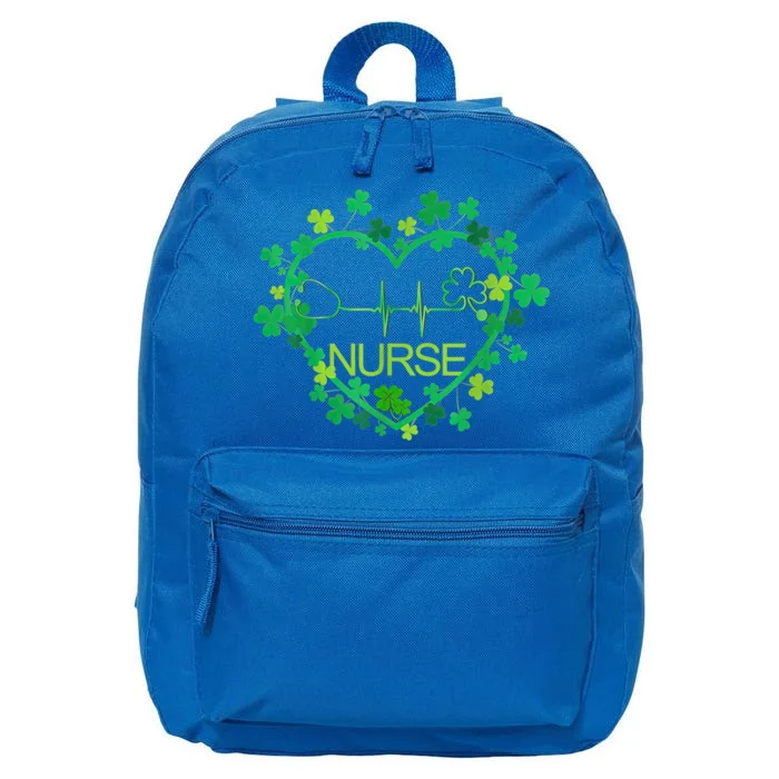 Nurse Stethoscope Heart Shamrock Irish Nurse St Patricks Day Gift 16 in Basic Backpack