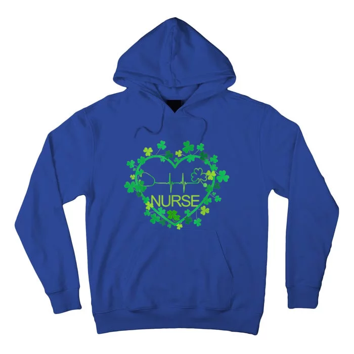 Nurse Stethoscope Heart Shamrock Irish Nurse St Patricks Day Gift Tall Hoodie