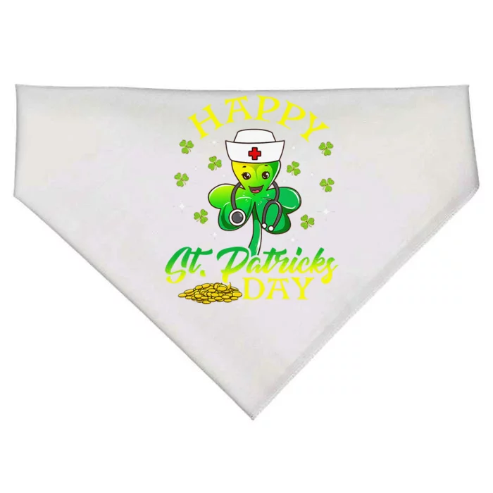 Nurses Shamrock Happy St Patrick Day Doctor Healthcare USA-Made Doggie Bandana