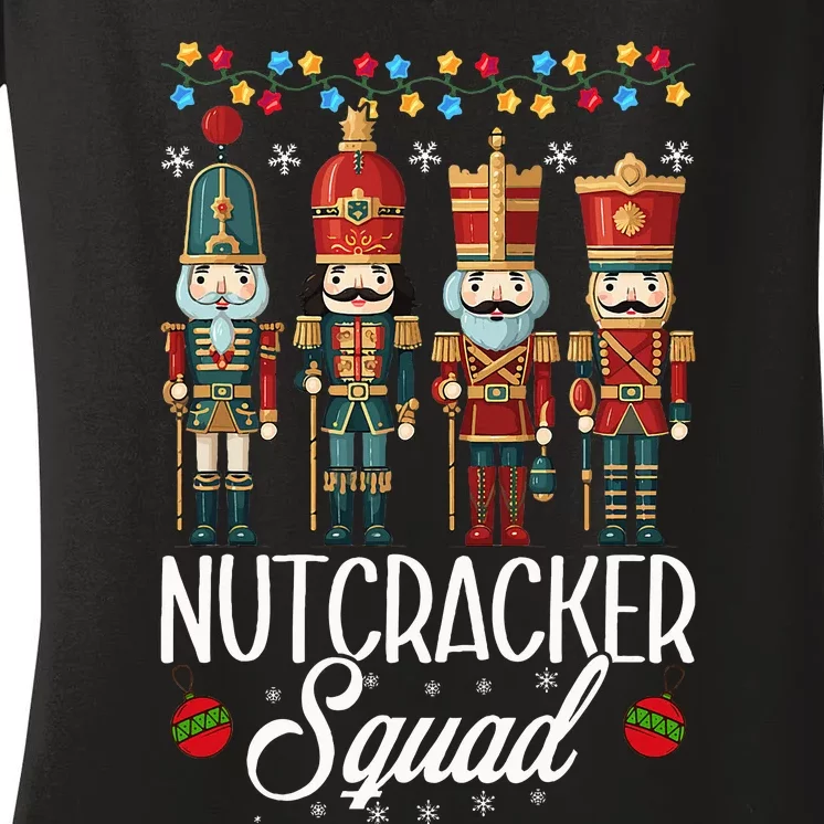 Nutcracker Squad Holiday Christmas Pajama Women's V-Neck T-Shirt