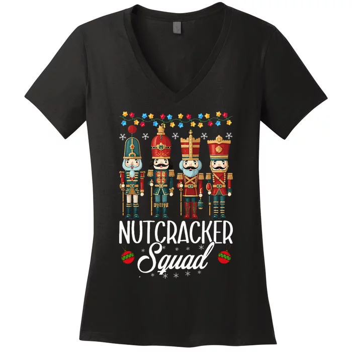 Nutcracker Squad Holiday Christmas Pajama Women's V-Neck T-Shirt