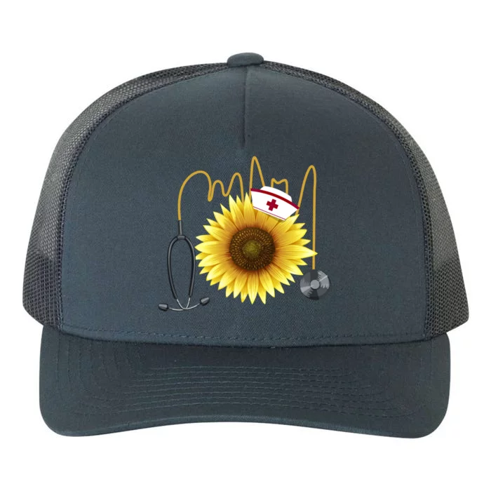 Nurse Sunflower Heartbeat Gift Design For Nurses Gift Yupoong Adult 5-Panel Trucker Hat