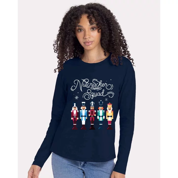 Nutcracker Squad Holiday Christmas Boy Girls Women Cute Womens Cotton Relaxed Long Sleeve T-Shirt