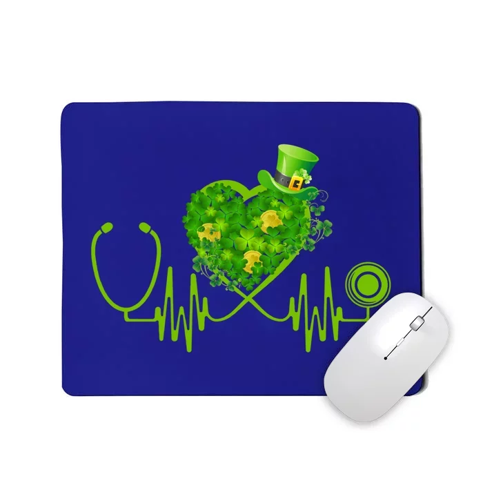 Nurse Stethoscope Heart Shamrock Irish Nurse St Patricks Day Gift Mousepad