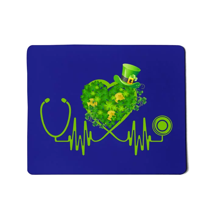 Nurse Stethoscope Heart Shamrock Irish Nurse St Patricks Day Gift Mousepad