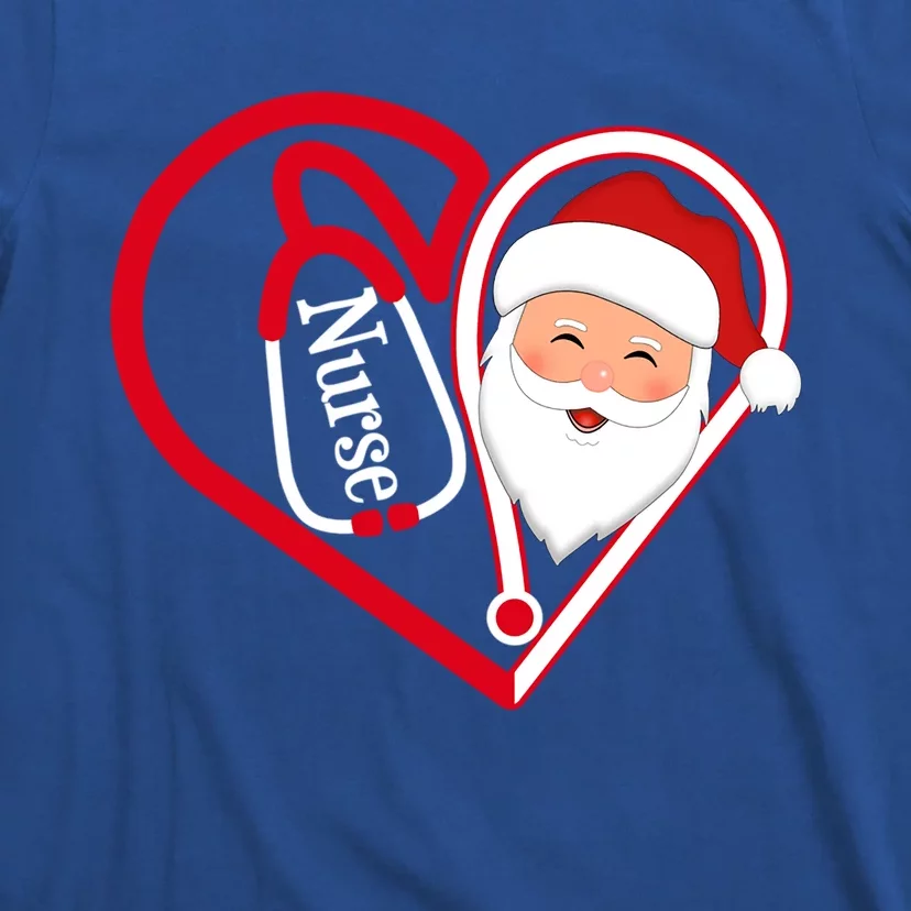 Nurse Stethoscope Heart Santa Claus Rn Lpn Nursing Christmas Cool Gift T-Shirt