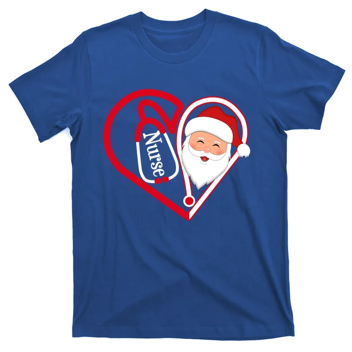 Nurse Stethoscope Heart Santa Claus Rn Lpn Nursing Christmas Cool Gift T-Shirt