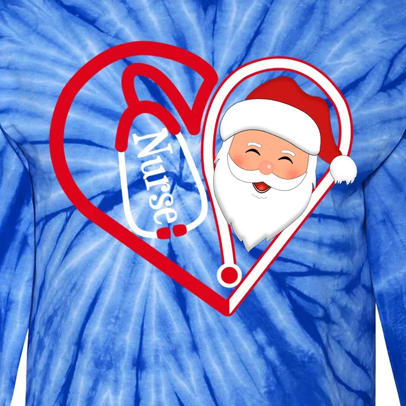 Nurse Stethoscope Heart Santa Claus Rn Lpn Nursing Christmas Cool Gift Tie-Dye Long Sleeve Shirt