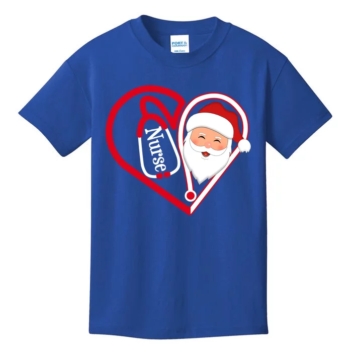 Nurse Stethoscope Heart Santa Claus Rn Lpn Nursing Christmas Cool Gift Kids T-Shirt