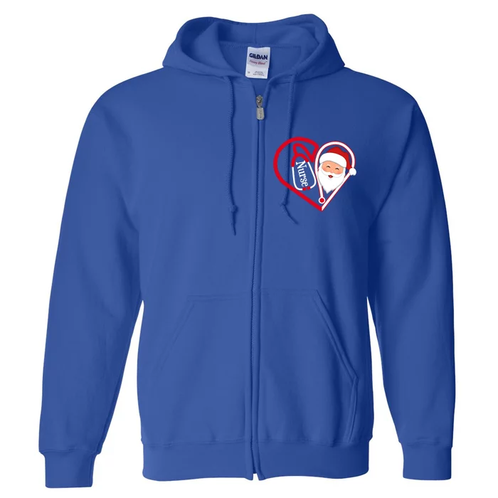 Nurse Stethoscope Heart Santa Claus Rn Lpn Nursing Christmas Cool Gift Full Zip Hoodie