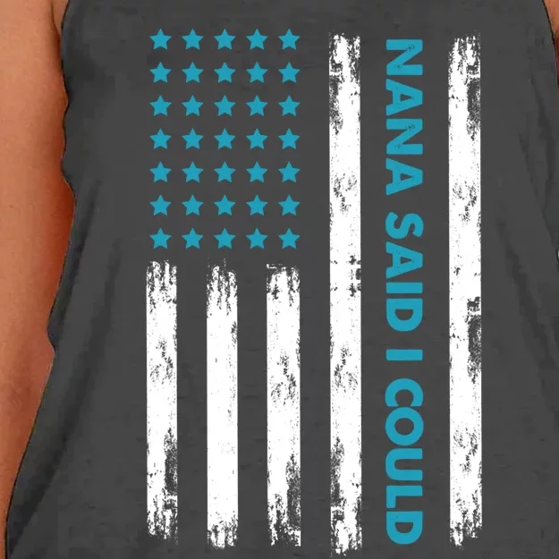 Nana Said I Could Grandparent Usa Flag Funny Gift Women's Knotted Racerback Tank