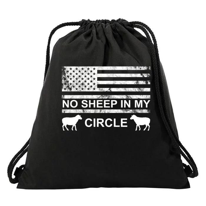 No Sheep In My Circle Vintage American Flag Drawstring Bag