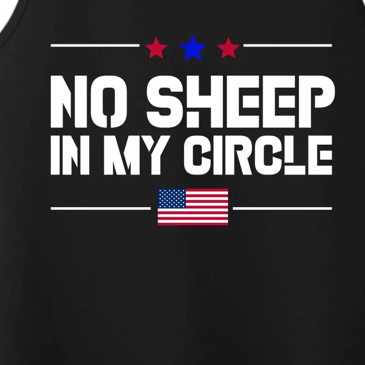 No Sheep In My Circle USA American Flag Logo Performance Tank