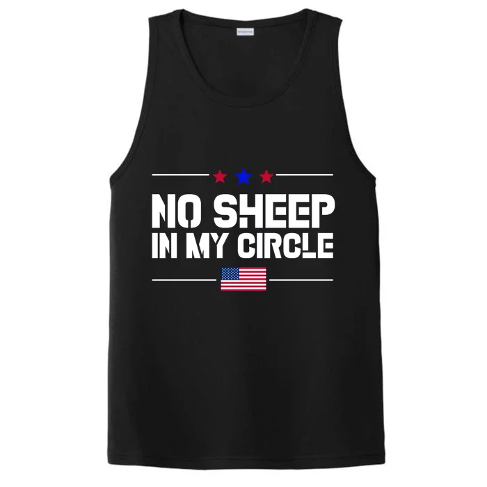 No Sheep In My Circle USA American Flag Logo Performance Tank