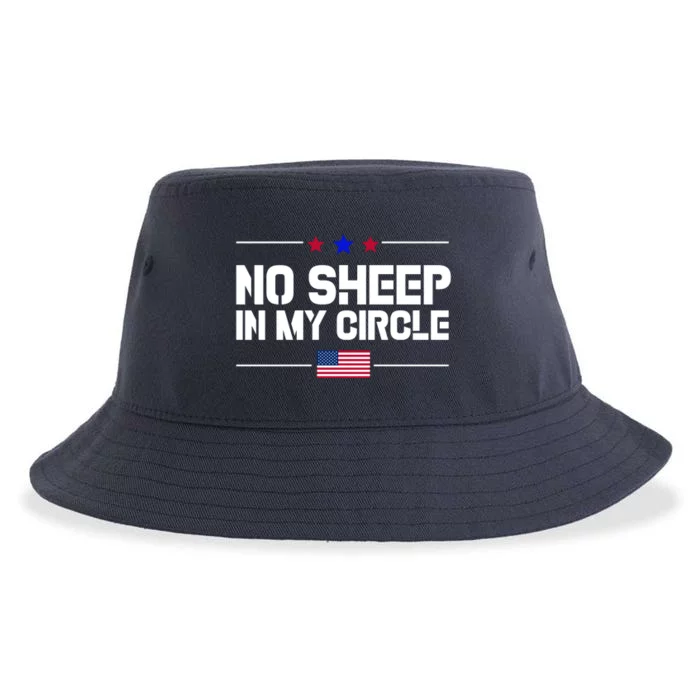 No Sheep In My Circle USA American Flag Logo Sustainable Bucket Hat