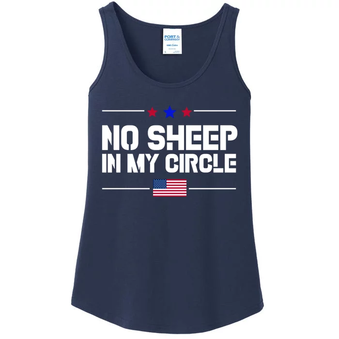 No Sheep In My Circle USA American Flag Logo Ladies Essential Tank