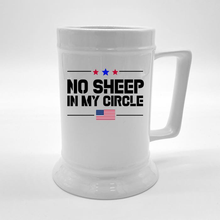 No Sheep In My Circle USA American Flag Logo Front & Back Beer Stein