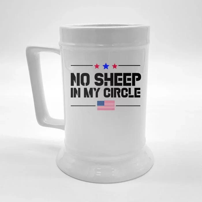 No Sheep In My Circle USA American Flag Logo Front & Back Beer Stein