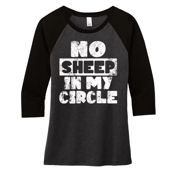 No Sheep In My Circle Distressed Women's Tri-Blend 3/4-Sleeve Raglan Shirt